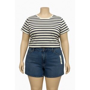 AVA & VIV Womens Size 18 Midi Shorts High Rise Relaxed Fit Stretch Denim NEW NWT